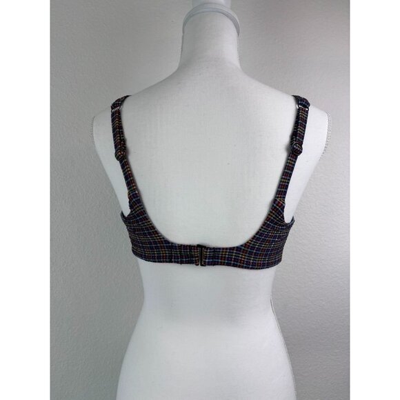 Athleta women's 34 D/DD rainbow checked seersucker bikini swim top underwire bra - Picture 4 of 7